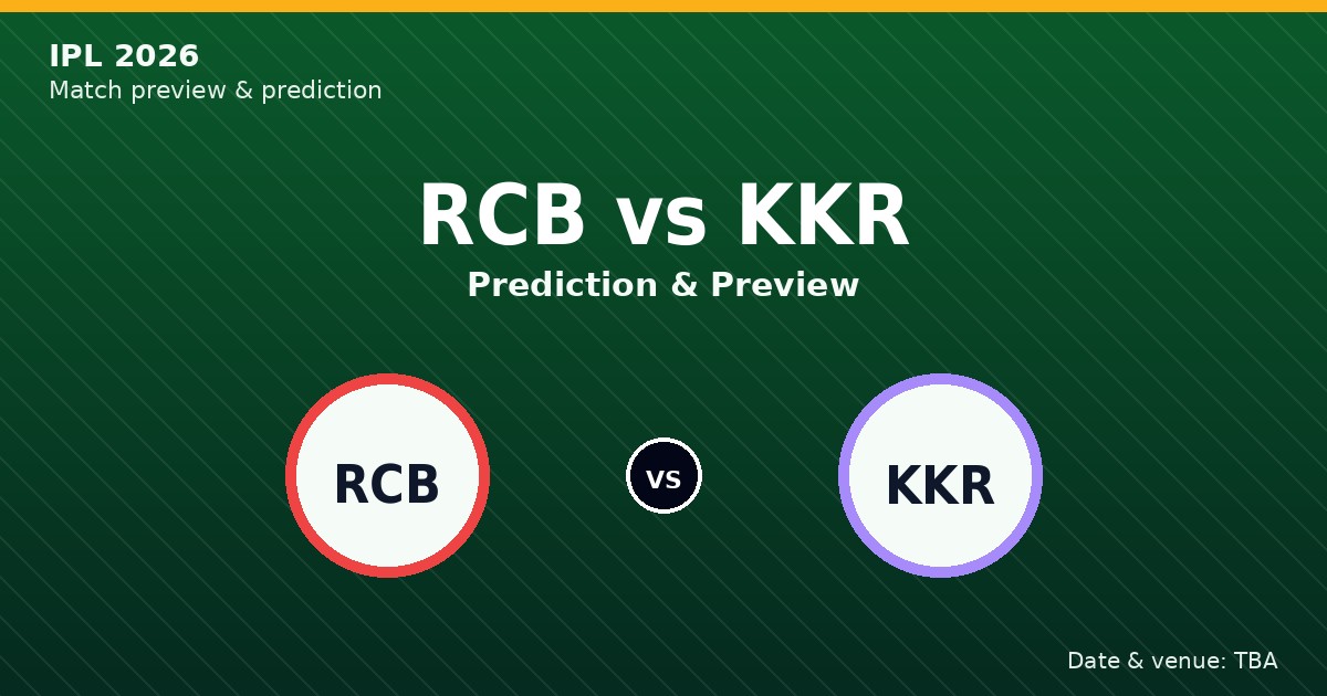 Royal Challengers Bengaluru vs Kolkata Knight Riders prediction (IPL 2026)